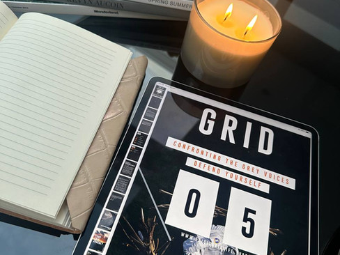 Grid Society tools for emotional mapping and reflection: candle, journal, and workshop printout