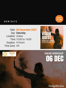 Grid Society Vision Quest Masterclass promotional poster showing the online workshop date, 6 December 2025, with the tagline “Chart your course to the Orange Grid.