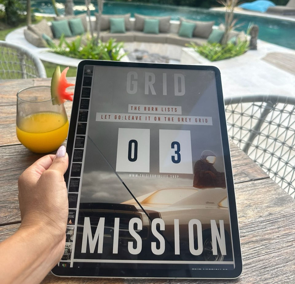 Grid Mission 03 displayed on a tablet outdoors, highlighting a practical mental detox before the new year.