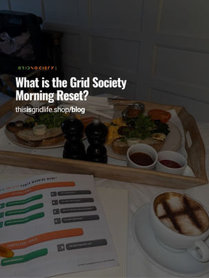 Grid Society Morning Reset overview explaining how the online reset system helps you start the day with clarity, focus, and intention