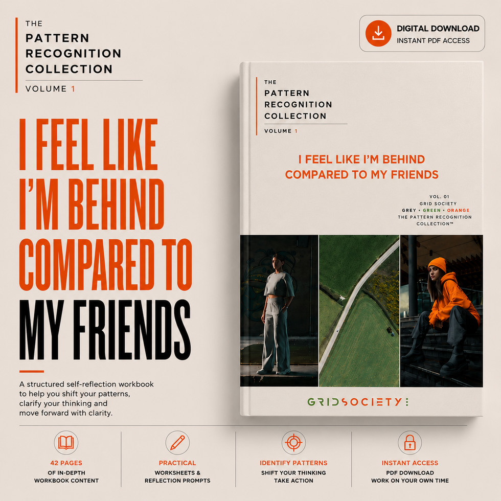 Pattern Recognition Workbook showing practical mental anchors to help stop comparing yourself on Instagram and challenge negative thinking.