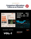 Comparison affirmations Pinterest board featuring quotes and Volume 1 workbook content for comparing yourself to others.