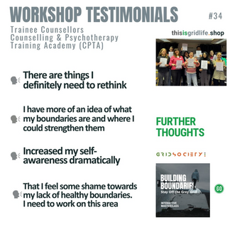 Feedback from CPTA participants after the Building Boundaries Workshop, highlighting self-awareness, boundary growth, and areas for personal development.