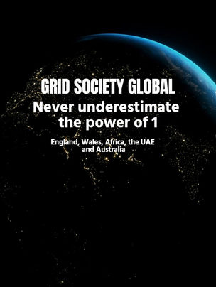 Night-time satellite map of the world, used to represent Grid Society’s online personal development workshops reaching five parts of the globe — England, Wales, Africa, the UAE, and Australia.