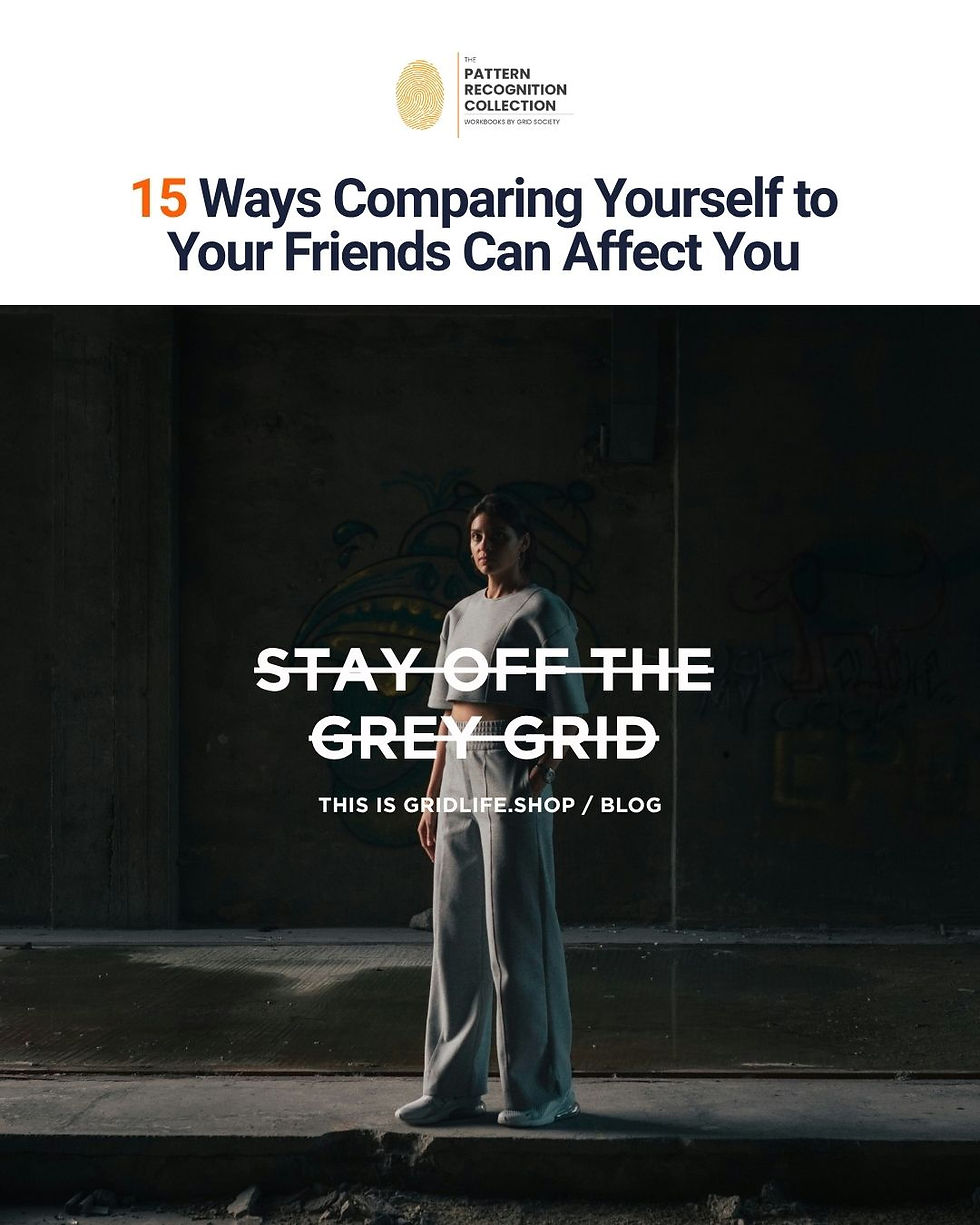 Woman standing alone at night with Stay Off the Grey Grid message for Grid Society's comparison pattern recognition article.