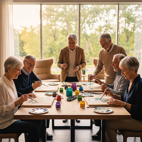 Firefly_Gemini Flash_A vibrant, high-end lifestyle photography of a small group of active,