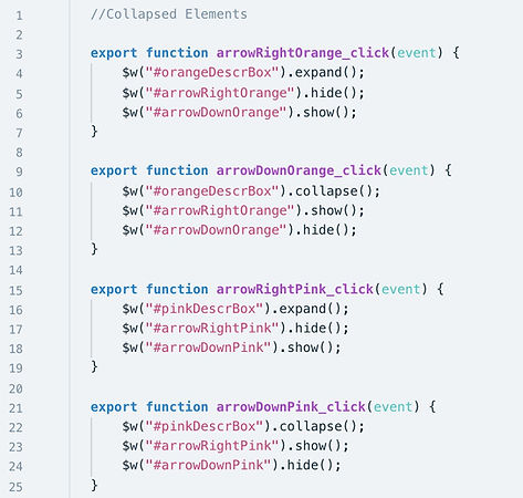 Wix Code Collapsed Elements