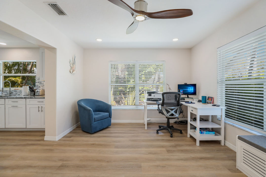 Work from home with computer and printer
