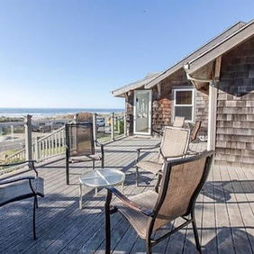 Porch at Edgewater House, overlooking Manzanita Beach