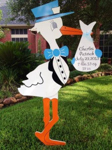 stork sign, yard