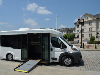 Low-Floor Frontrunner with ramp extended.