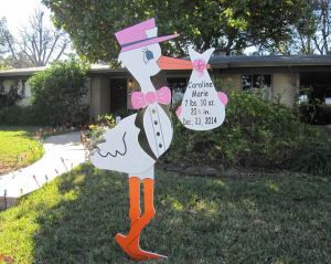 stork sign, yard