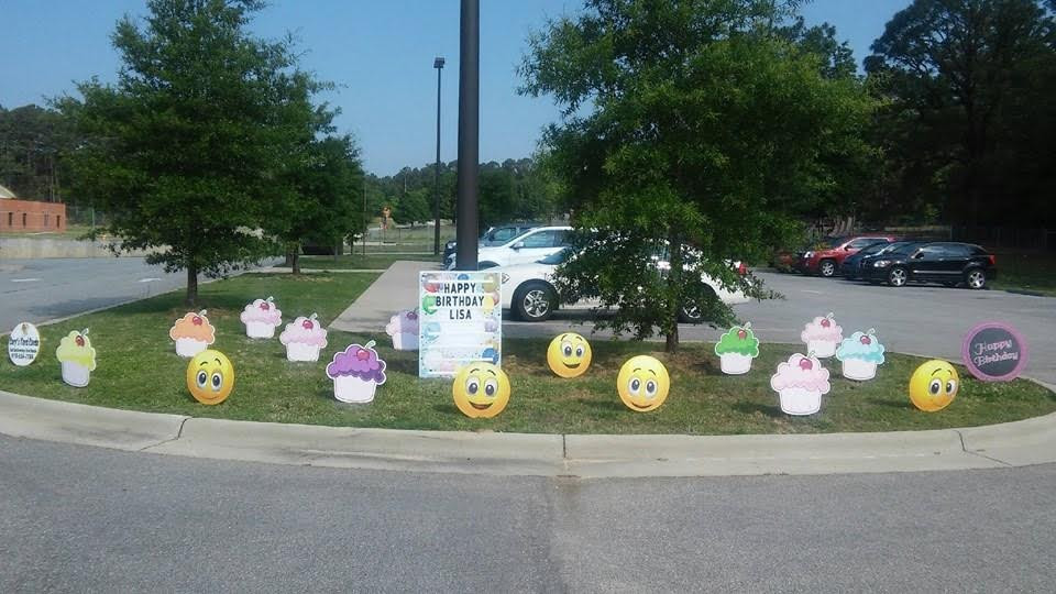 birthday sign, parking spot