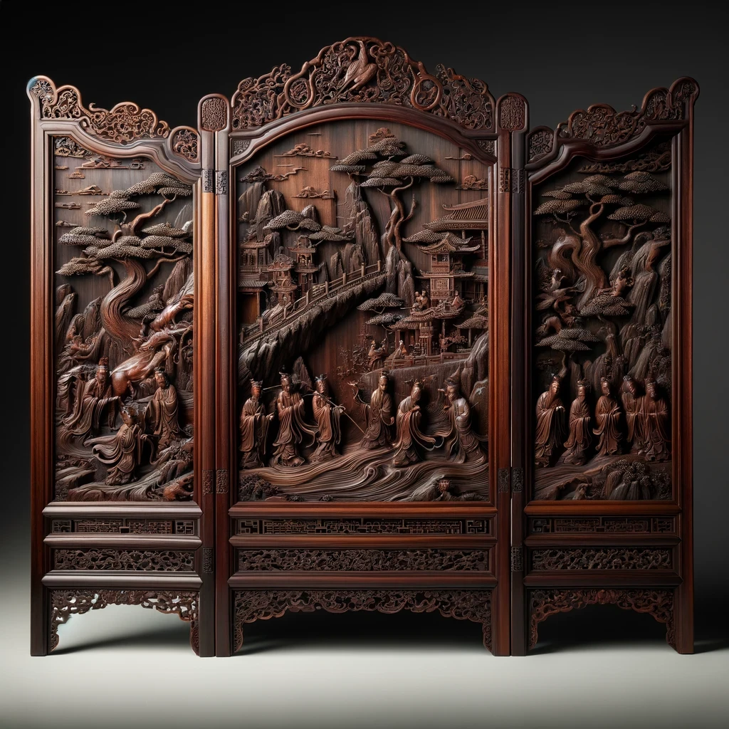 Hand-Carved Rosewood Screen