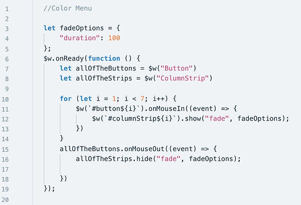 Wix Code Color Menu