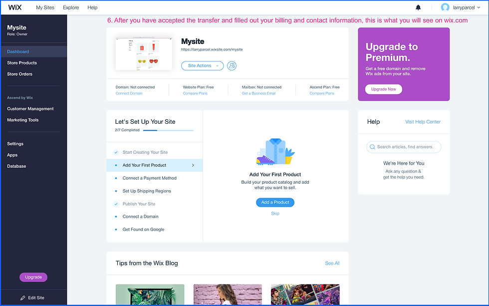 Wix Dashboard