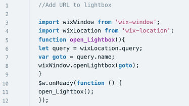 Example Wix Code Lightbox with URL