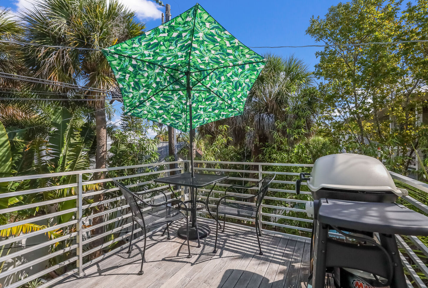 Gas grill and patio for dining