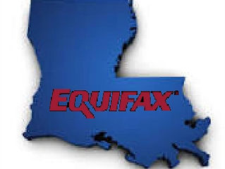 Equifax logo over state of Louisiana