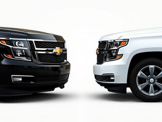 ront-end comparison of new and used Chevrolet Tahoes showcases subtle differences and design similarities.