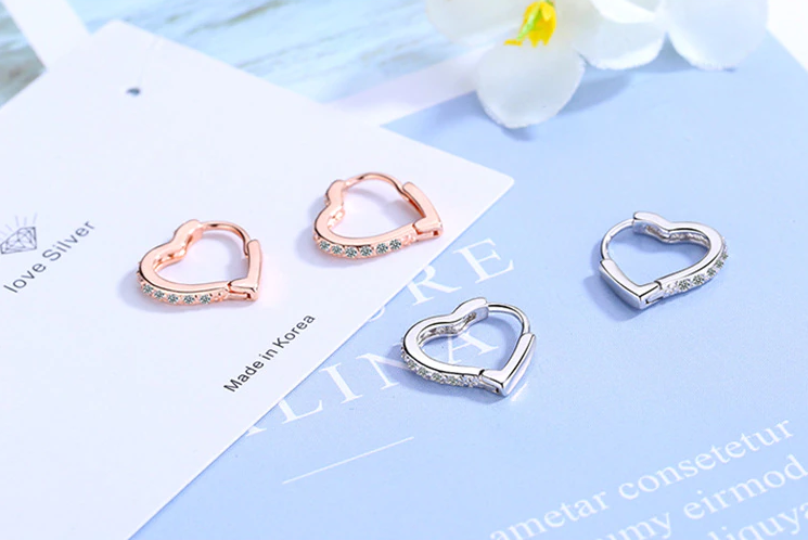 Miniatura: Pendientes corazón CIRCONIA  y Plata 925