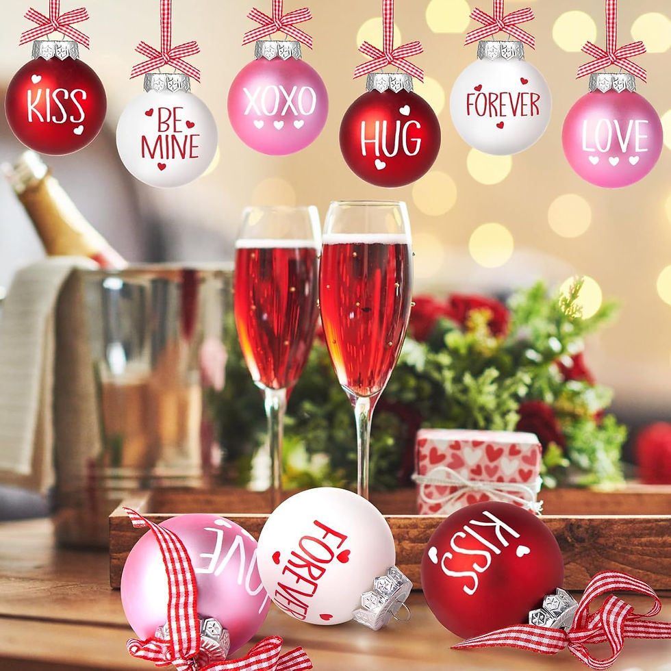 Thumbnail: 24Pcs Valentines Day Ball Ornaments, 2.36Inch Red Pink White Hanging Balls