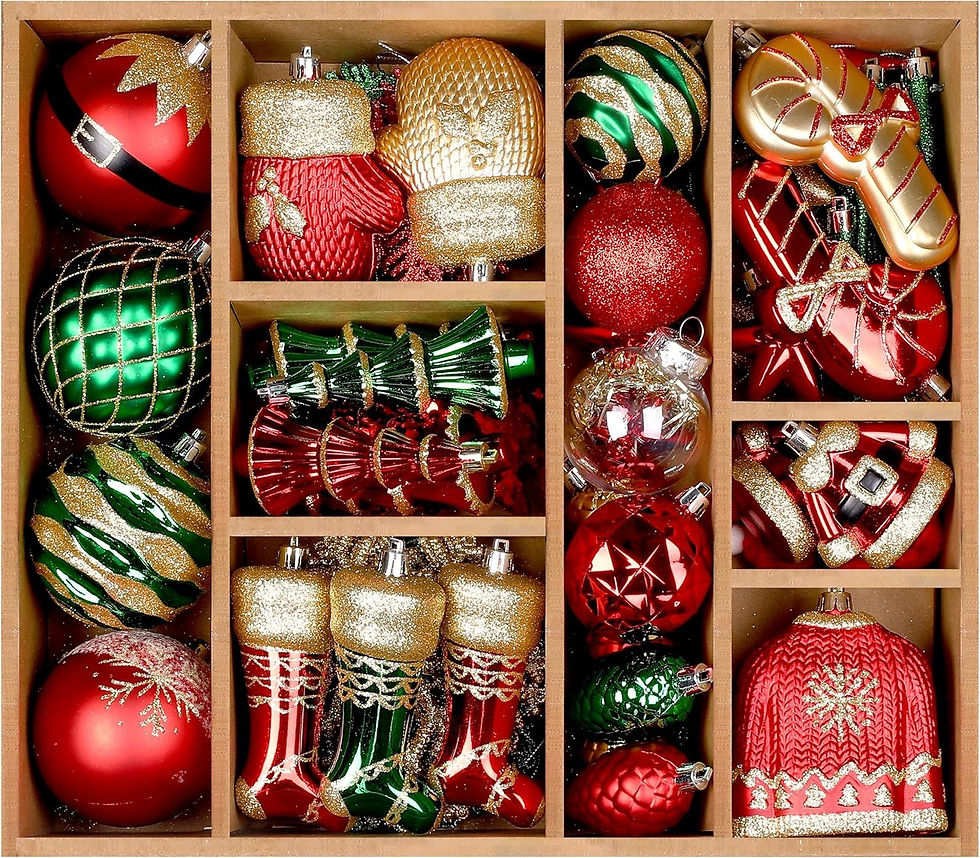 Thumbnail: 85ct Christmas Balls Ornaments Set, Colorful Shatterproof