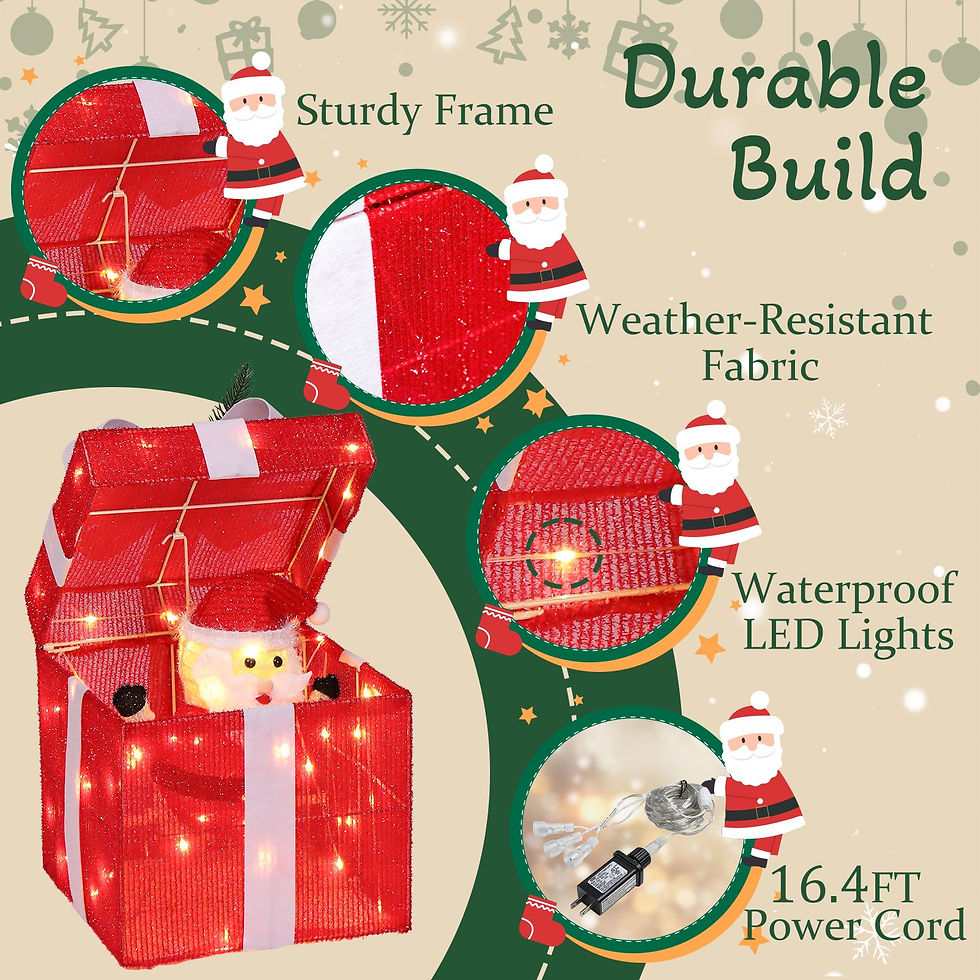 Thumbnail: Motorized 12-Inch Santa Pop-Up Gift Box for Festive Holiday Displays