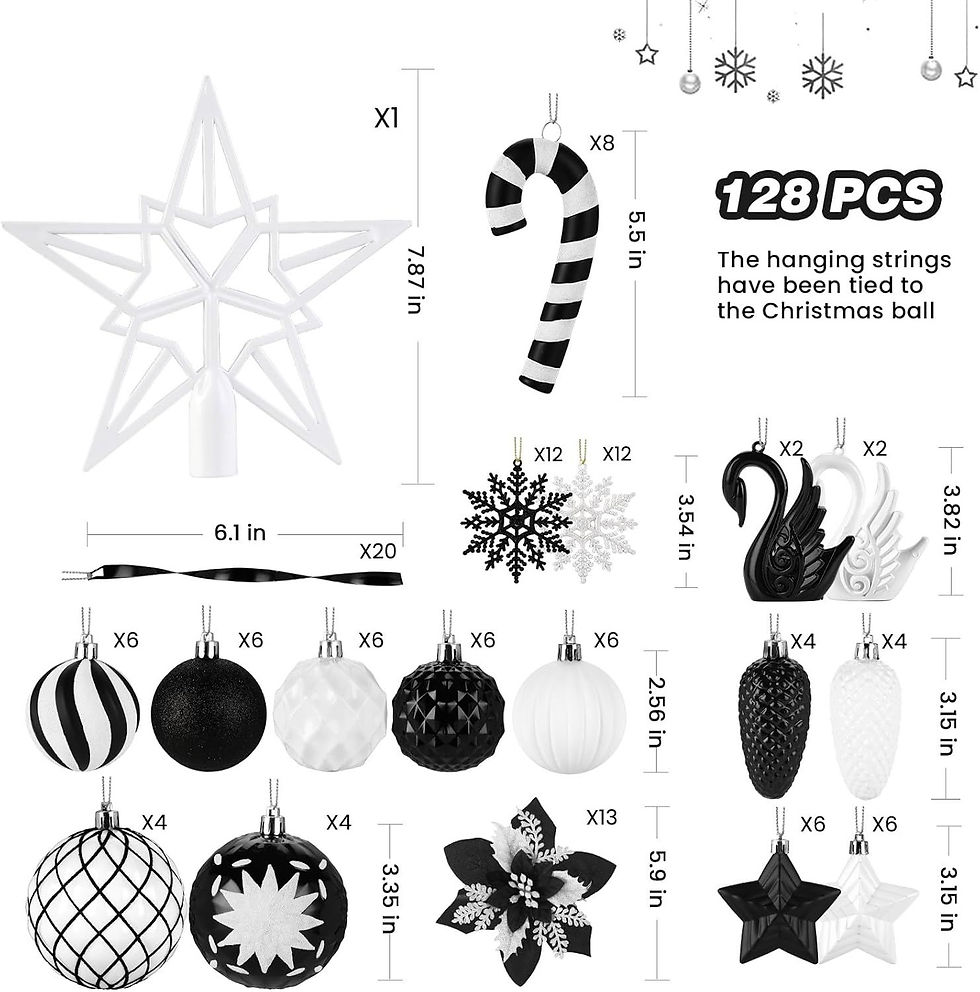 Thumbnail: 128pcs Christmas Balls Ornaments Set, Shatterproof Plastic 
