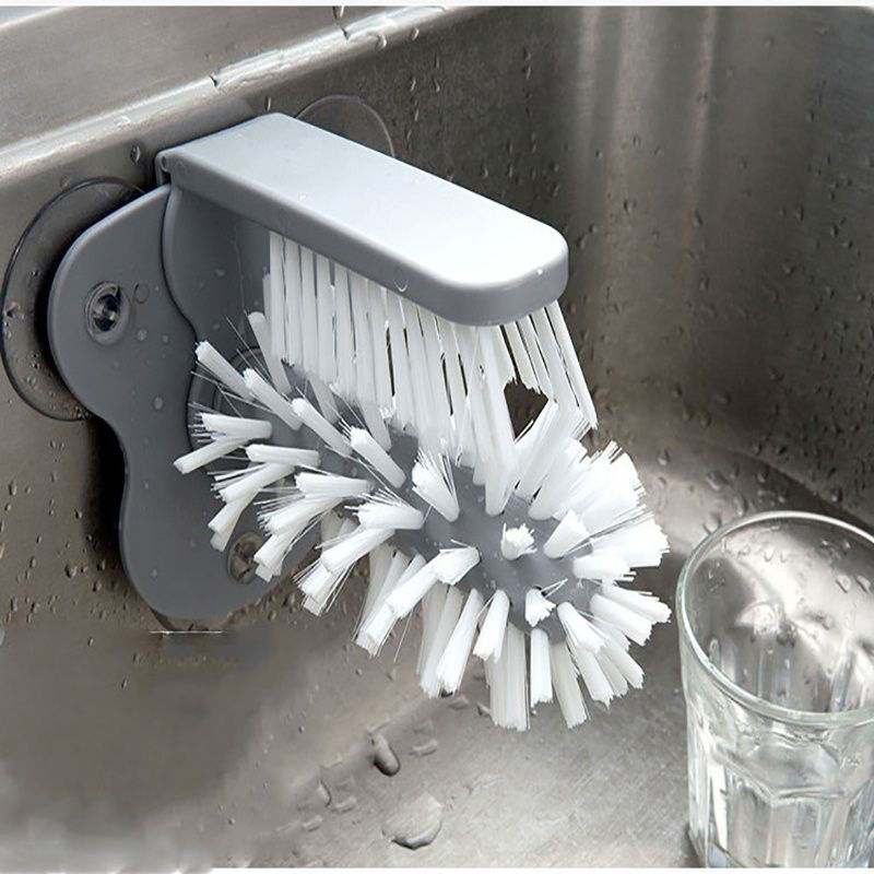 1pc Cup Scrubber Glass Cleaner Bottles Brush Sink Kitchen Accessories 2 In 1 Dri