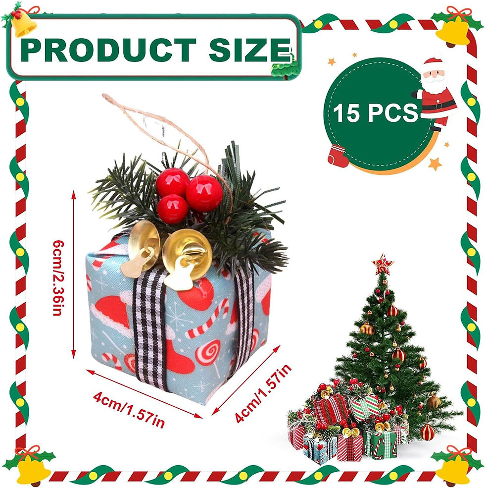 Thumbnail: Festive Christmas Tree Hanging Gift Boxes with Bells - 15 Pcs Set