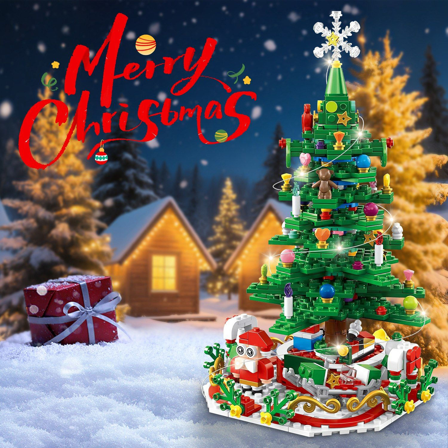 Festive Christmas Tree Assembly Set - 701 Pieces & USB Lighting
