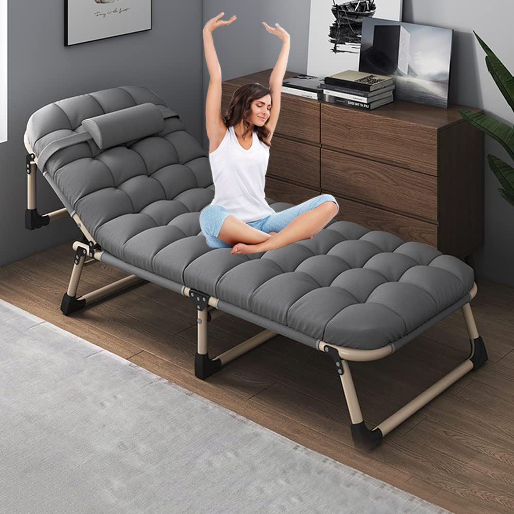Heavy duty folding bed, camping bed with flip-up mattress (mattress included), p