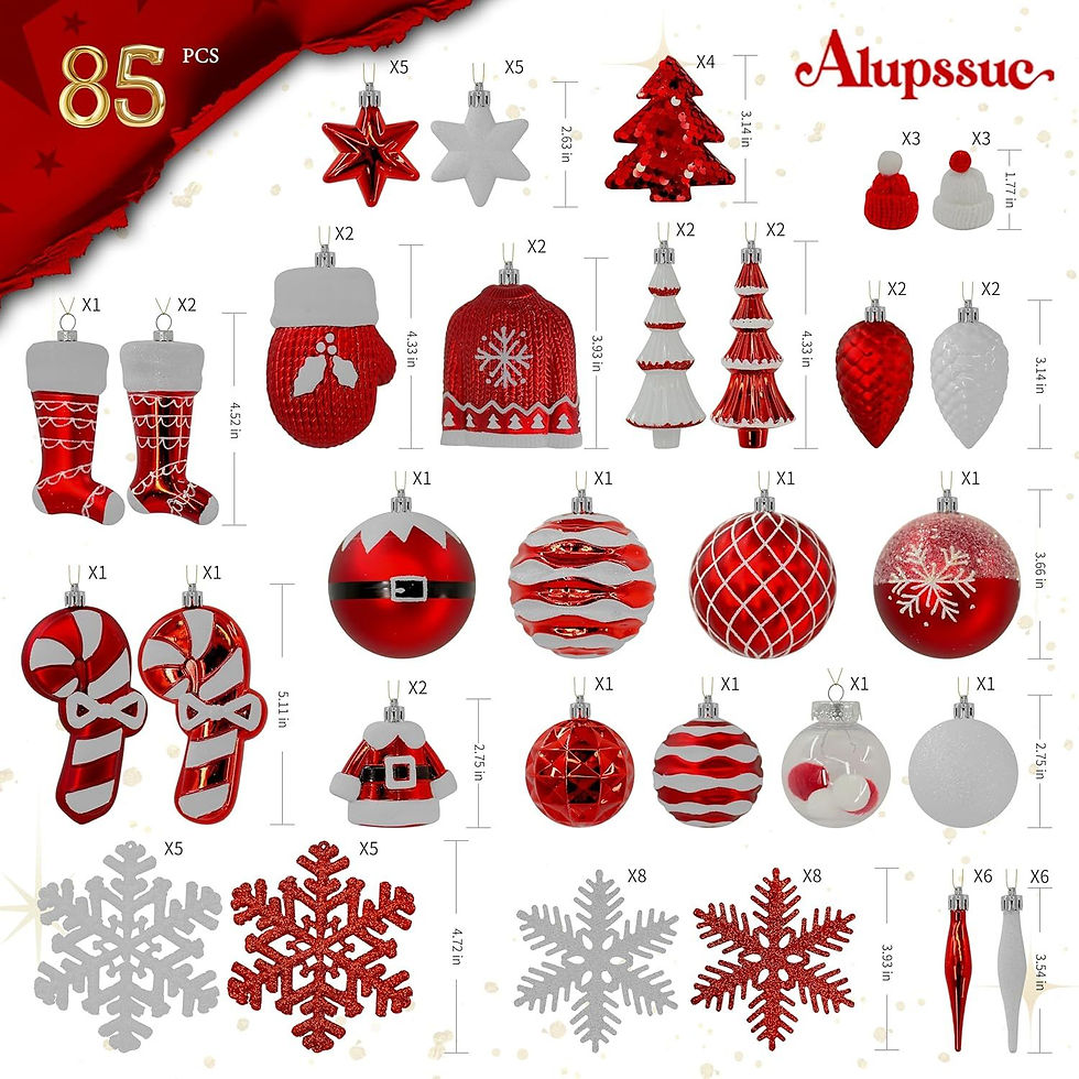 Thumbnail: 85ct Christmas Balls Ornaments Set, Colorful Shatterproof