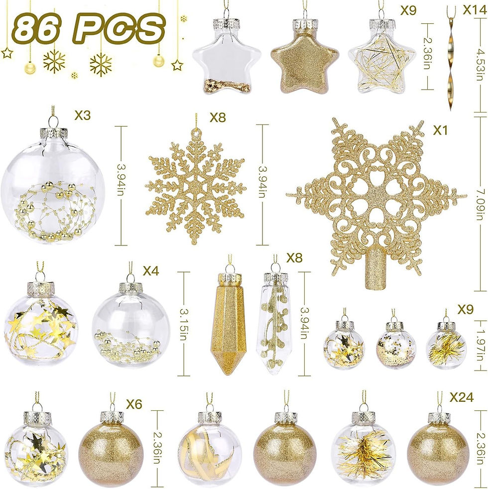 Thumbnail: 86PCS Christmas Tree Ornaments Clear Set,