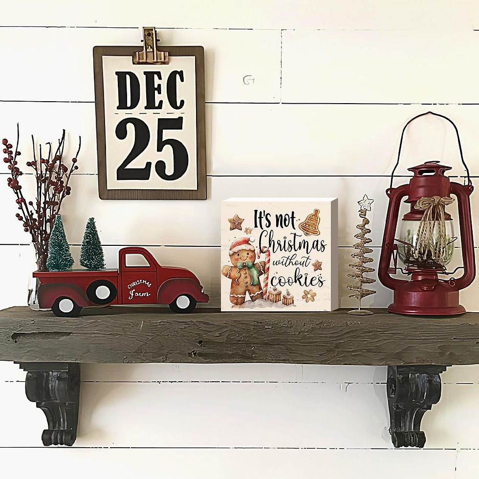 Thumbnail: Buffalo Plaid Christmas Decorations - Red Truck Design for Holiday Charm