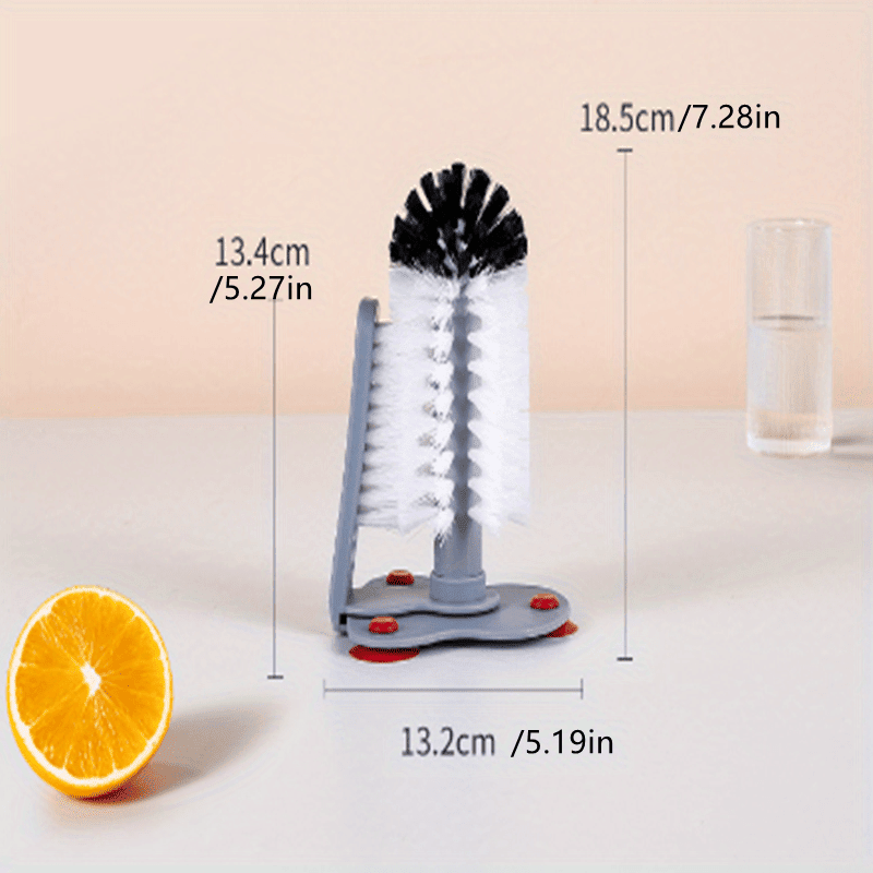 Thumbnail: 1pc Cup Scrubber Glass Cleaner Bottles Brush Sink Kitchen Accessories 2 In 1 Dri