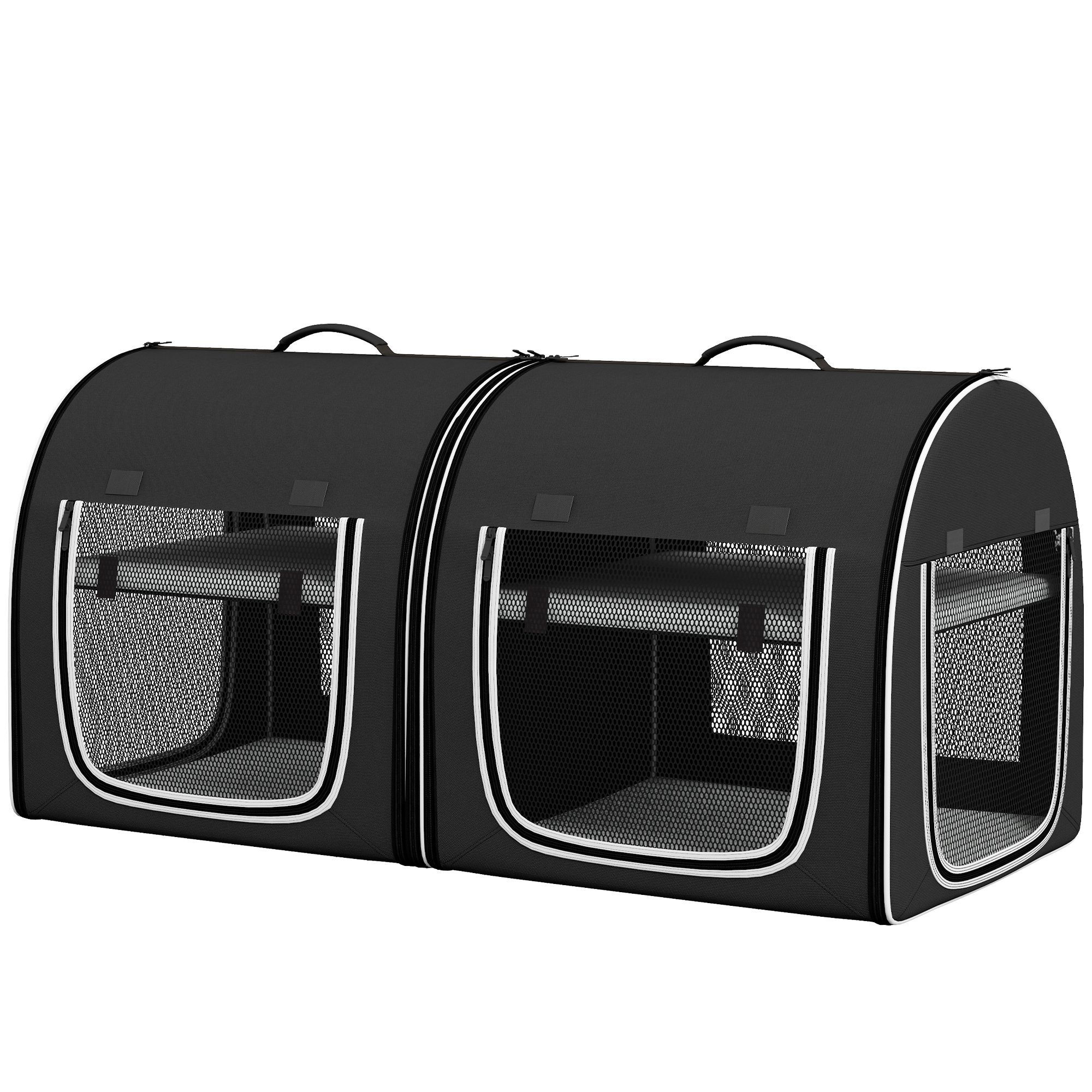 39" Portable Soft 2 Sided Pet Cat Carrier with Divider, Two Compartment, Soft Cu