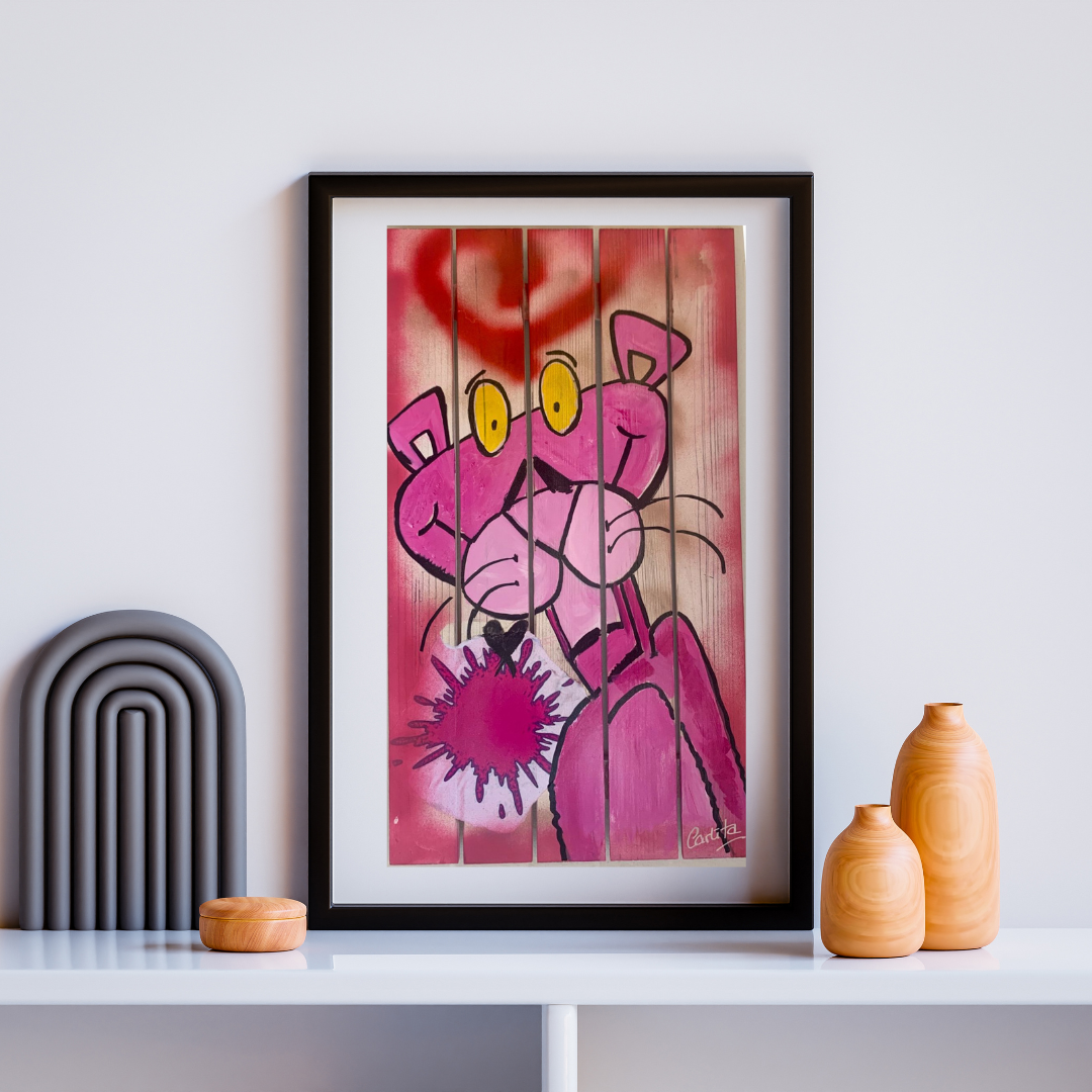 Pink Panther on Wood