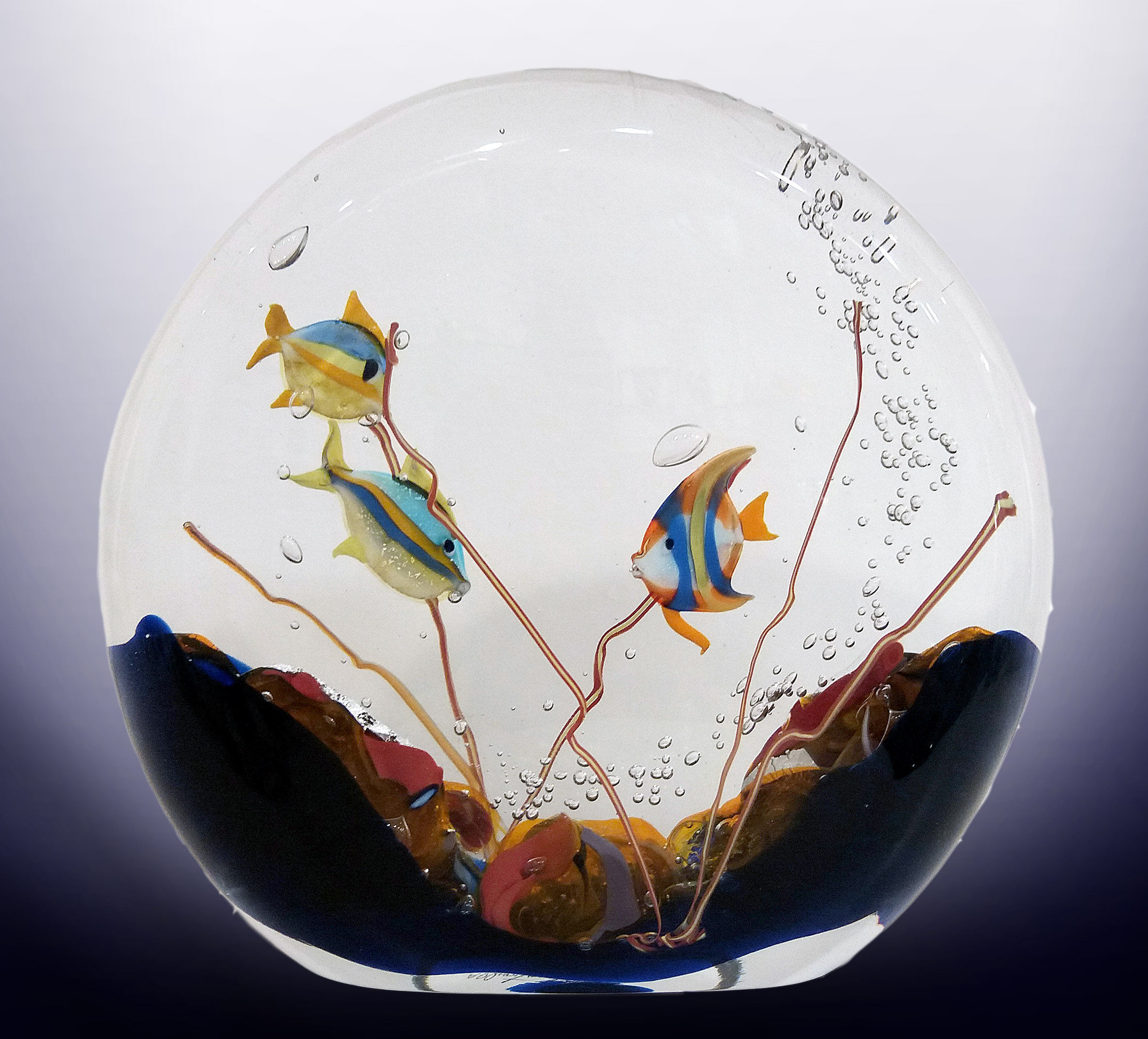 Murano glass Aquarium in a solid round shape