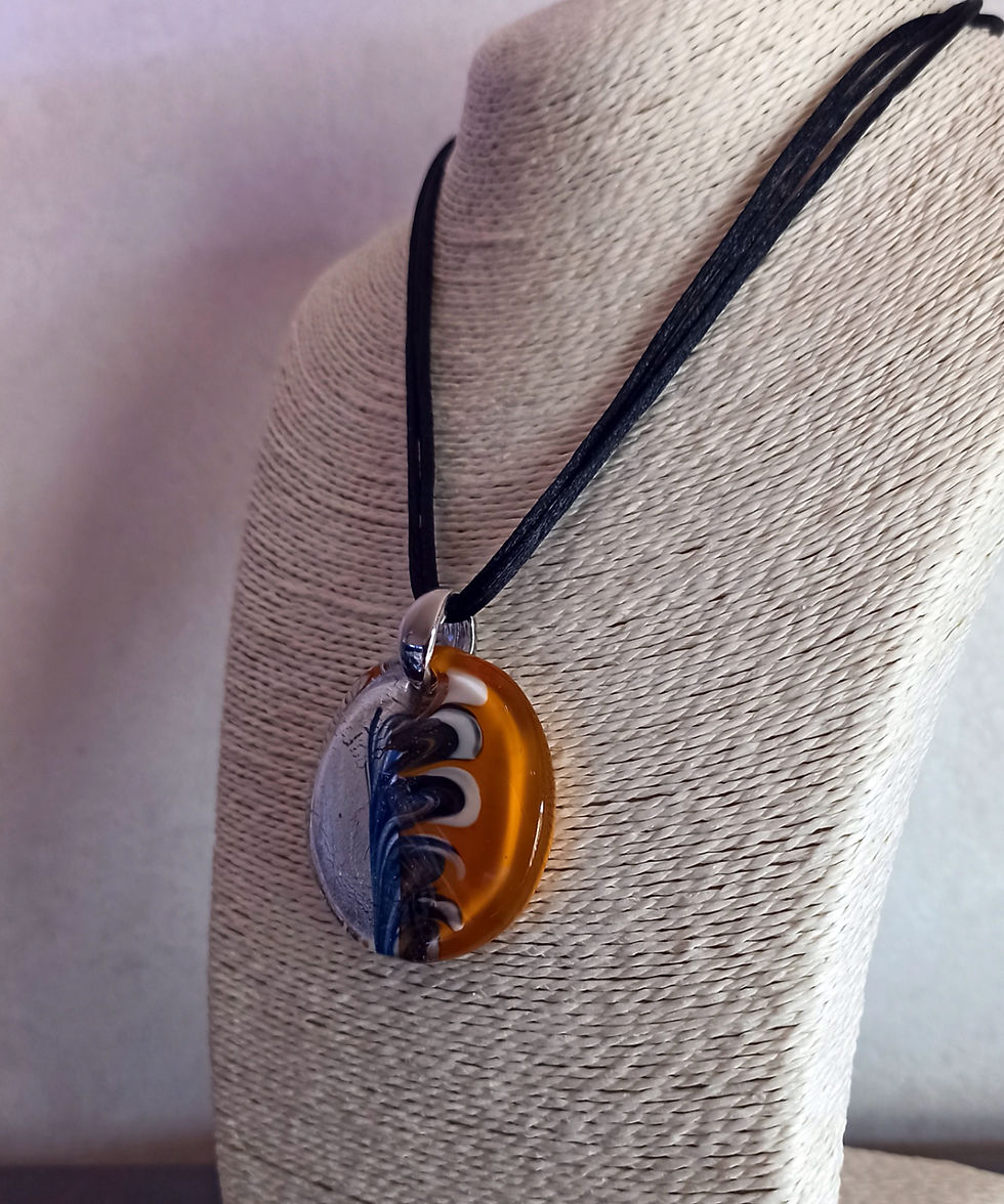 Miniaturbild: Murano glass pendant with amazing peacock colors