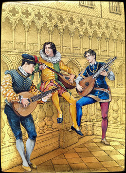 "Musicanti a San Marco"
Original artwork engraved on Murano glass, 24kt gold plate engraved and paint by the maestro Alberto Dalla Chiara.