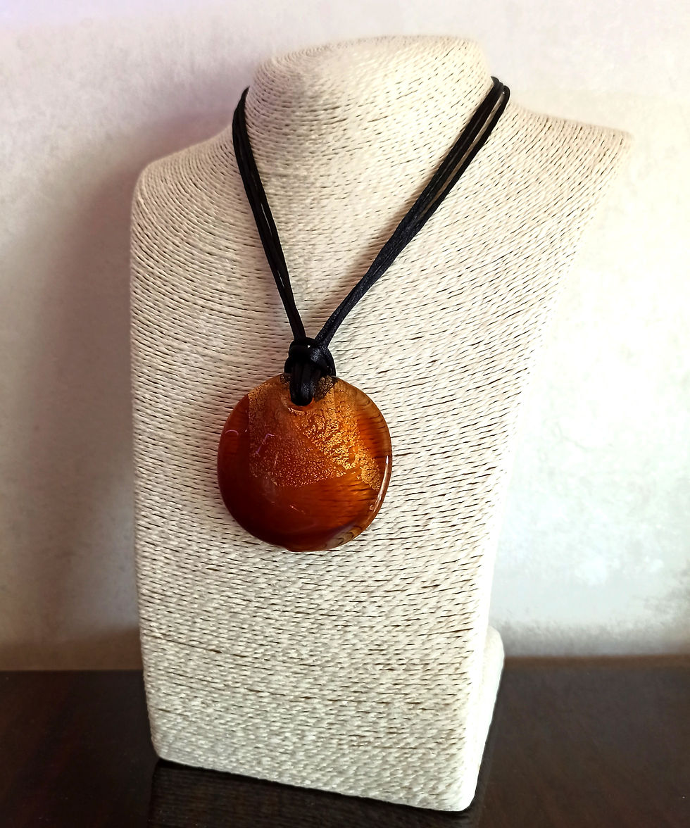 Miniaturbild: "Sahara" amber and gold Murano glass pendant