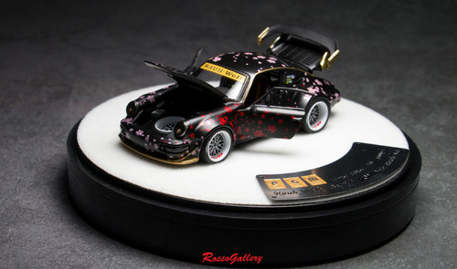 Porsche RWB 964 Sakura Black Deluxe Round Base | Dieharddiecast