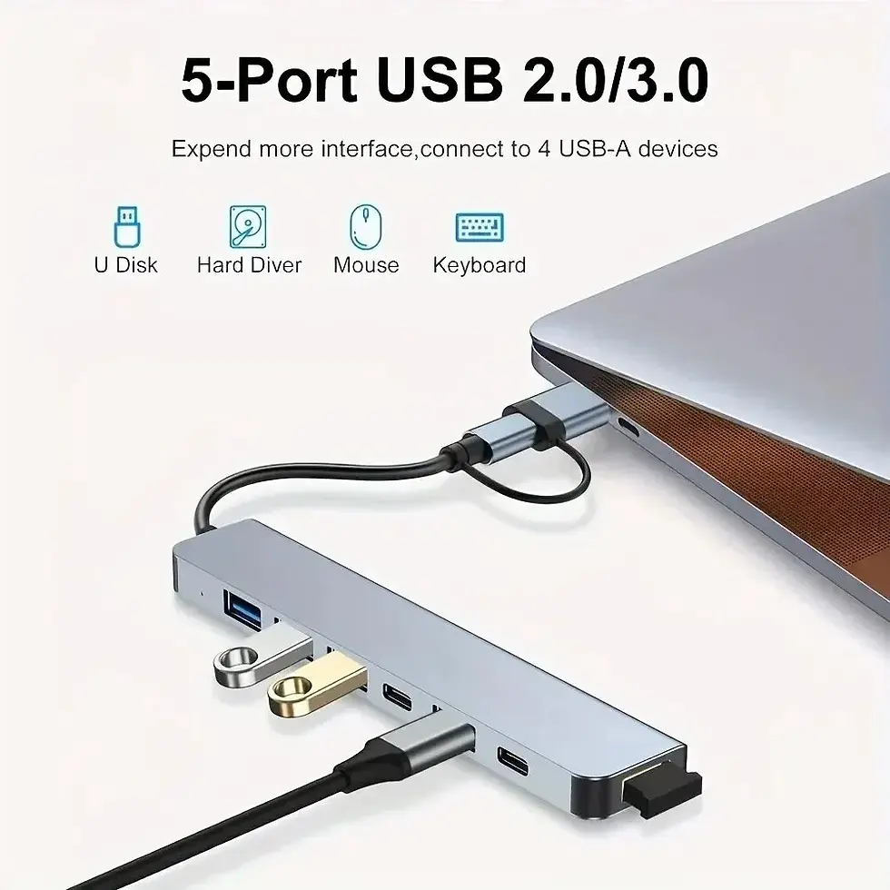 Thumbnail: 8 In 2 USB HUB With Splitter Reader USB C Port 3 0 2 0 SD TF Card Docking Statio