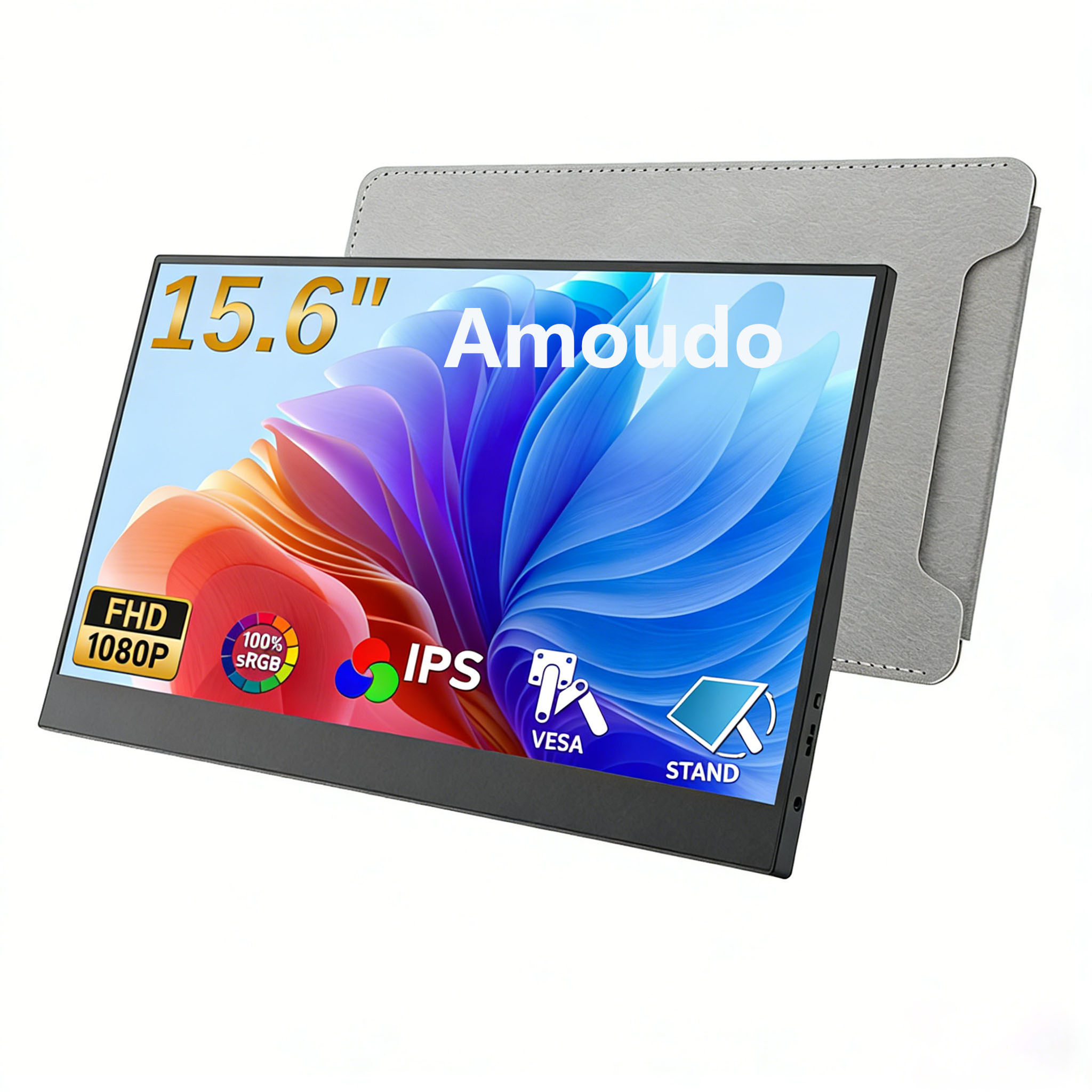Amoudo 15.6 Inch Portable Monitor 1920x1080P Extend Display IPS LCD Panel Penho