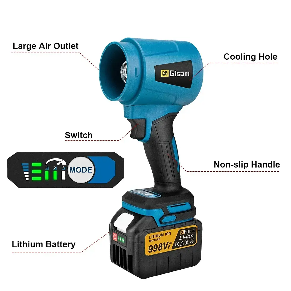 Thumbnail: Gisam 300000RPM Brushless Electric Turbo Blowers Jet Fan 400M/S Handheld Leaf Bl