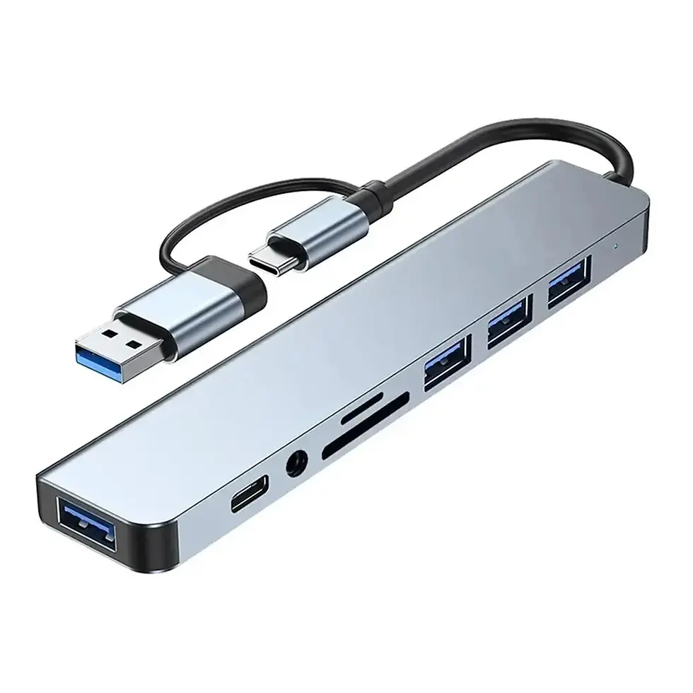 Thumbnail: 8 In 2 USB HUB With Splitter Reader USB C Port 3 0 2 0 SD TF Card Docking Statio
