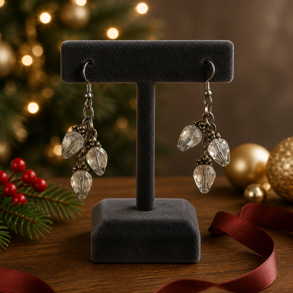 Clear Christmas Icicle Lights - Swarovski Crystal Earrings 