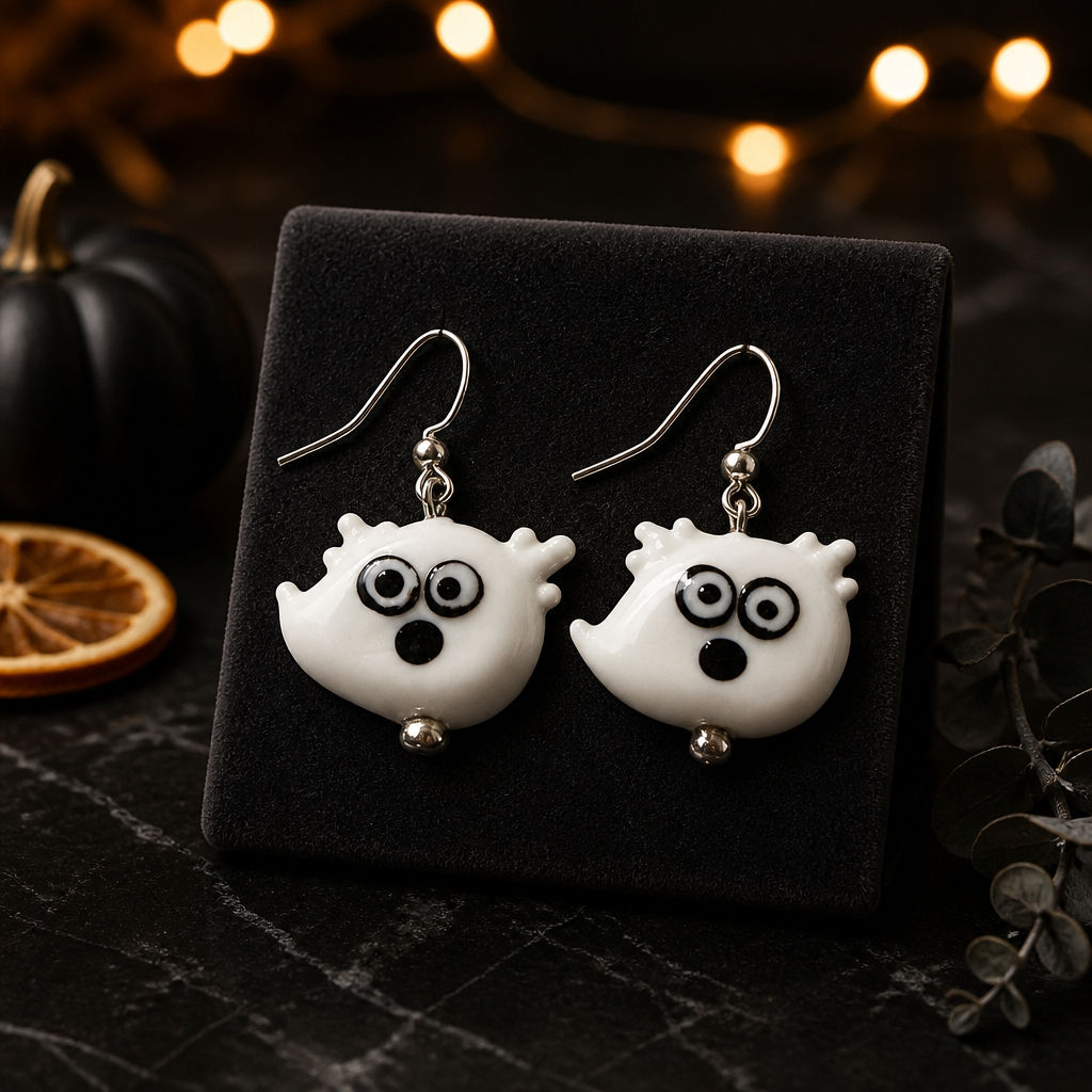 Glass Lamp Worked Ghost Earrings